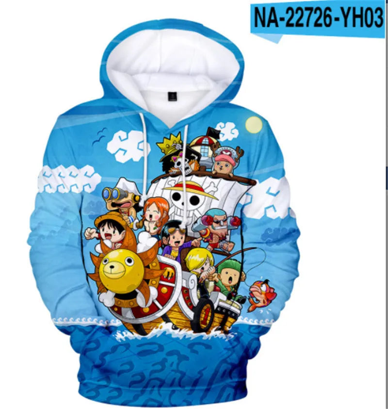 One Piece Anime Hoodie Monkey D. Luffy 6 To 19 Years Kids Sweatshirt 3D Hoodie Boys Girls Tops Children Clothes