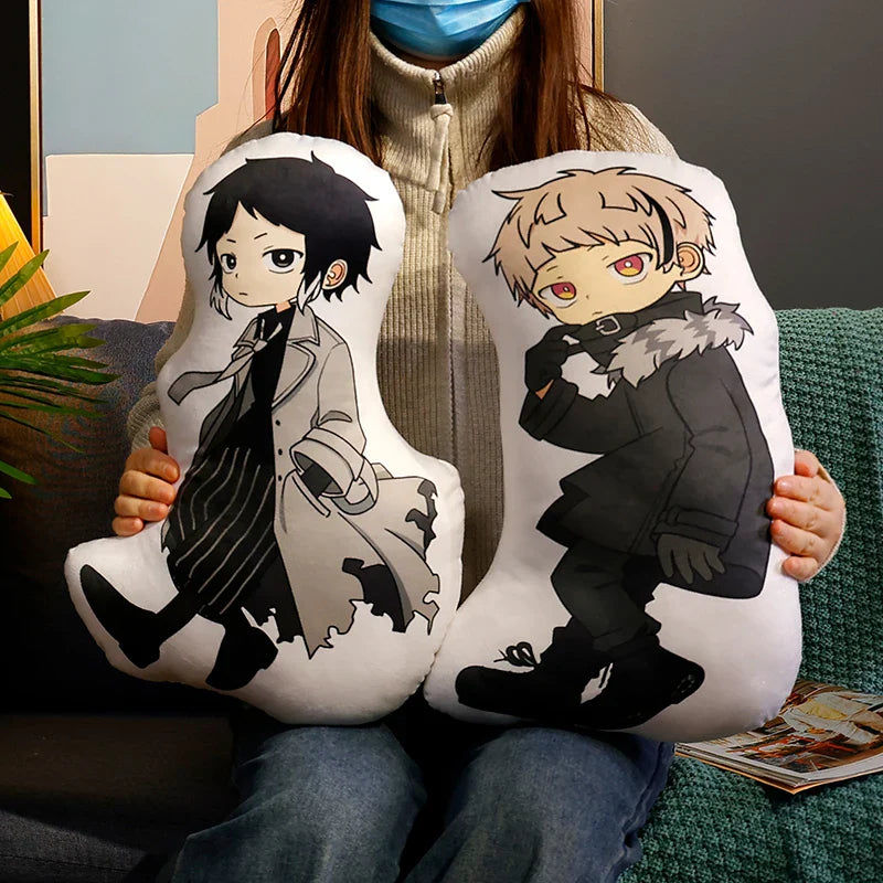 45cmBungo Stray Dogs Anime Beast Plush Toy Back Cushion White Akutagawa Black AtsushiPlushies Hug Pillow Birthday Gift