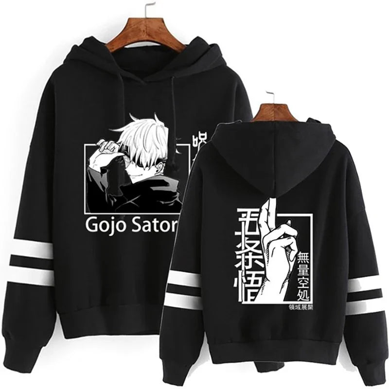 New Satoru Gojo Hoodies Unisex Fashion Anime Hooded Pullover Casual Personality Loose Long Sleeve Sweatshirt