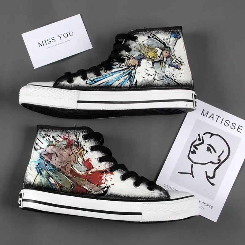 New Anime One Piece Canvas Sneakers Casual Shoes Unisex Luffy Roronoa Printing Comfortable Flat Shoes Birthday Gift