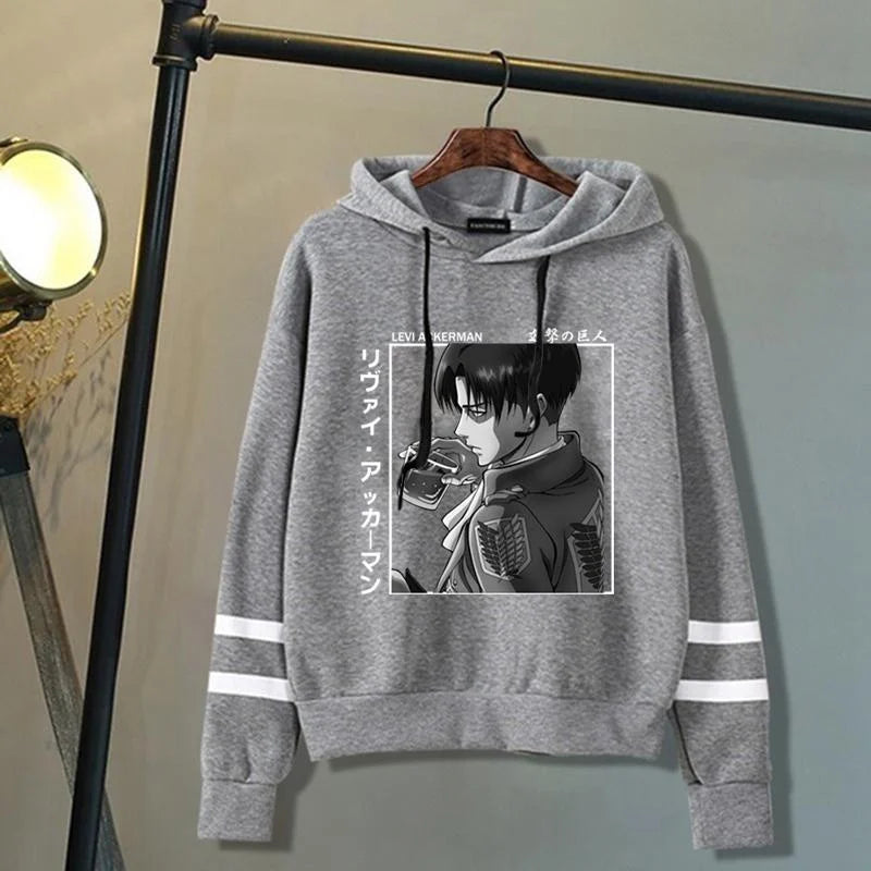 New Anime Levi Ackerman Hoodies Men Women Fashion Personality Long Sleeve Sweatshirt Casual Outdoor Hip Hop Loose Hoodie