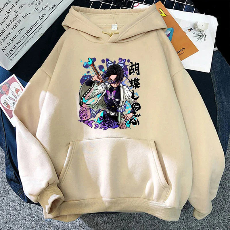 Anime Demon Slayer kochou Shinobu Hoodie - Casual Pullover Sweatshirt