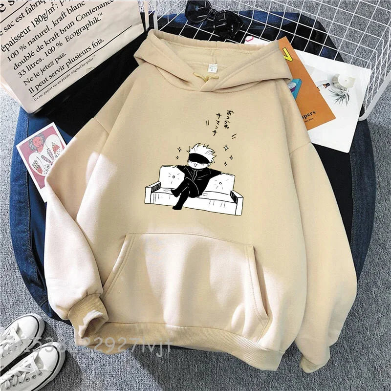 Jujutsu Kaisen Anime Hoodie Women Gojo Satoru Print Spring Aesthetic Sweatshirt Harajuku Streetwear Tops