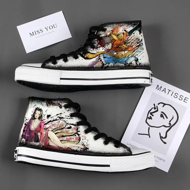 New Anime One Piece Canvas Sneakers Casual Shoes Unisex Luffy Roronoa Printing Comfortable Flat Shoes Birthday Gift