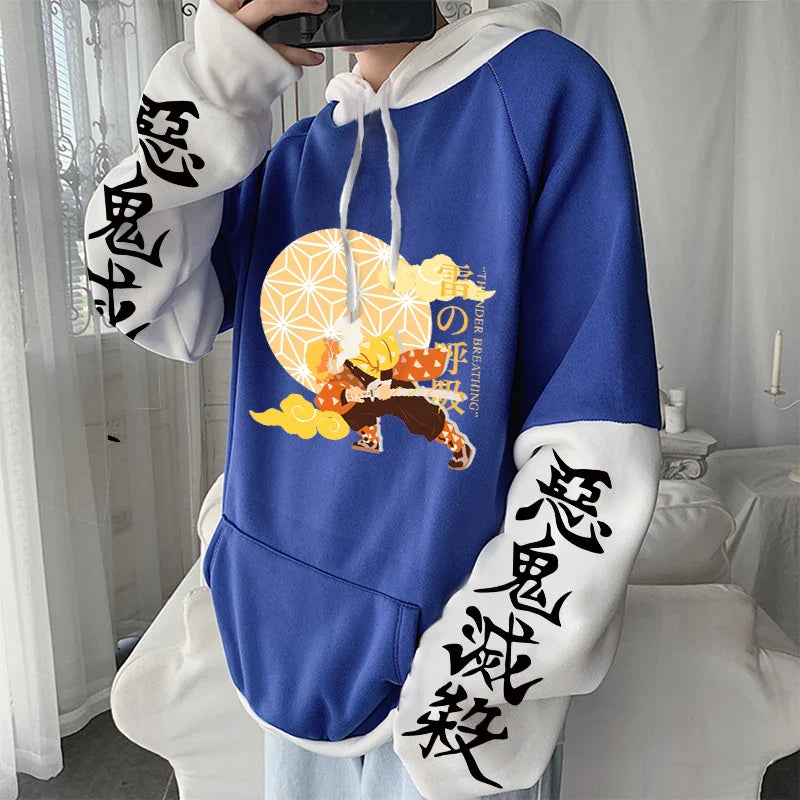 Demon Slayer Zenitsu Agatsuma Anime Oversized Long Hoodie