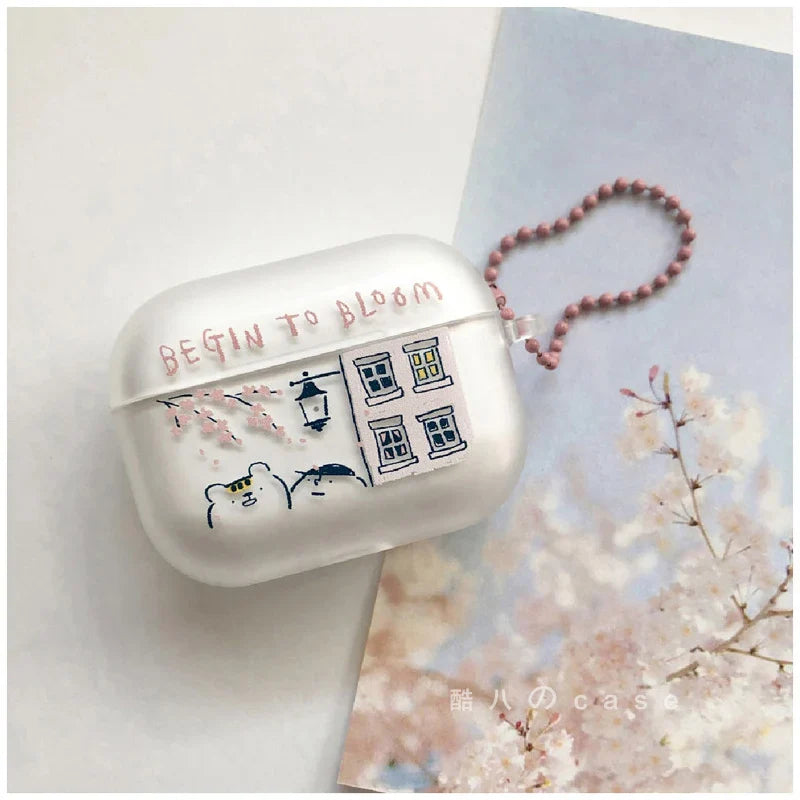 Soft Clear TPU Earphone Cases For Airpods Pro 3 Case Cute korean Cherry Blossom Cartoon For Apple Airpods 1 2 3 Protective Cover