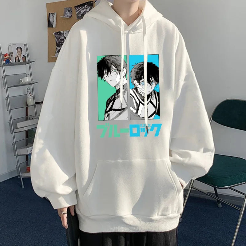 Anime Isagi Yoichi Rin Itoshi Printed Hoodie Men's Street Y2K Harajuku Cool Pullover Sweatshirt Top