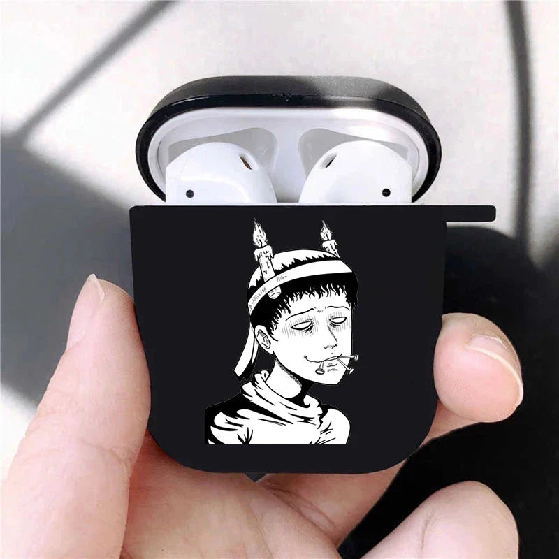 Junji Ito Collection Tees Horror Soft silicone TPU Case For AirPods Pro 1 2 3 luxury Black Wireless Bluetooth Earphone Box Cover