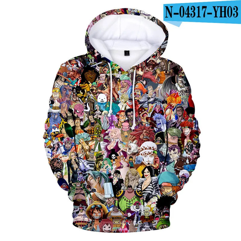 One Piece Anime Hoodie Monkey D. Luffy 6 To 19 Years Kids Sweatshirt 3D Hoodie Boys Girls Tops Children Clothes