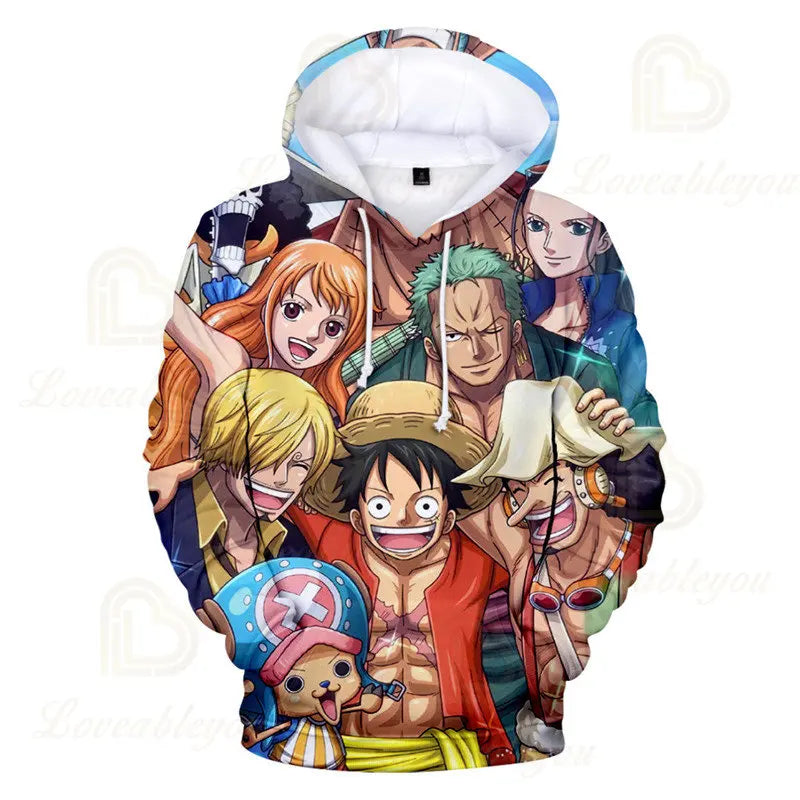 One Piece Anime Hoodie Monkey D. Luffy 6 To 19 Years Kids Sweatshirt 3D Hoodie Boys Girls Tops Children Clothes