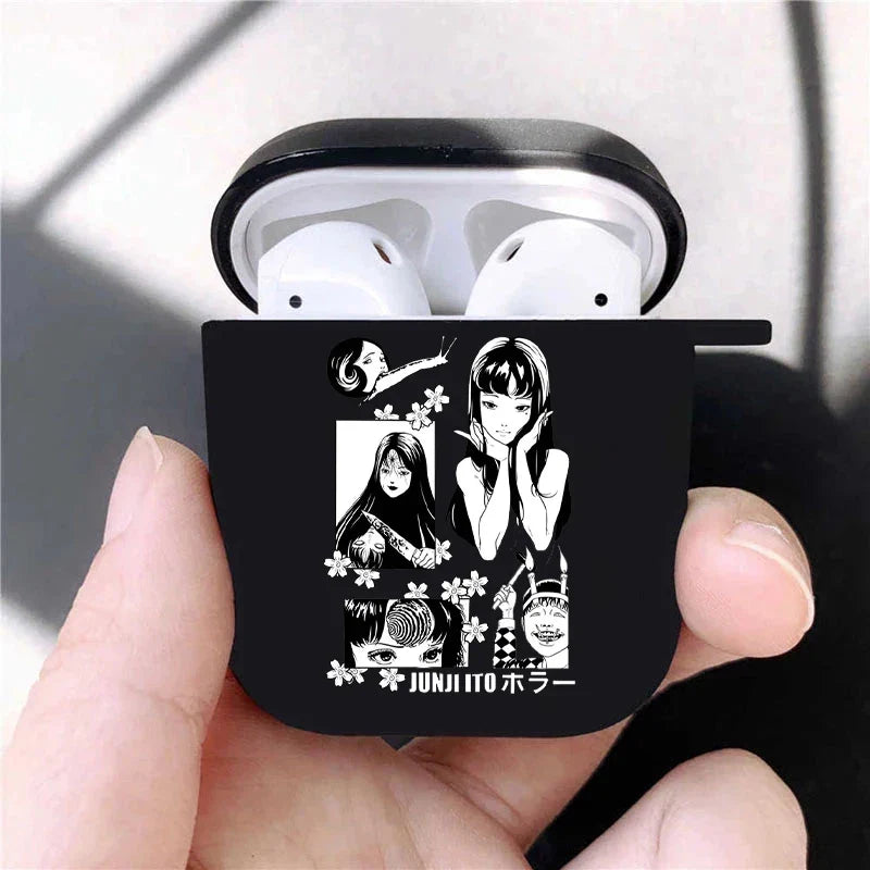 Junji Ito Collection Tees Horror Soft silicone TPU Case For AirPods Pro 1 2 3 luxury Black Wireless Bluetooth Earphone Box Cover