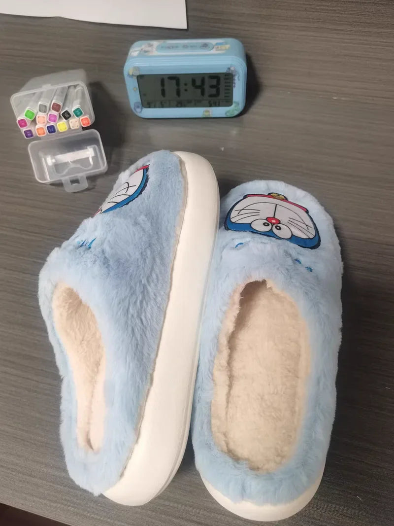 Anime Doraemon Dorami Cotton Slippers Indoor Plush Winter Non-slip Warm