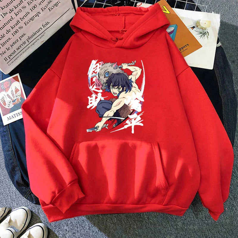 New Anime Hashibira Inosuke Printed Hoodies Women Men Sweatshirt Hooded Casual Tops Pullovers