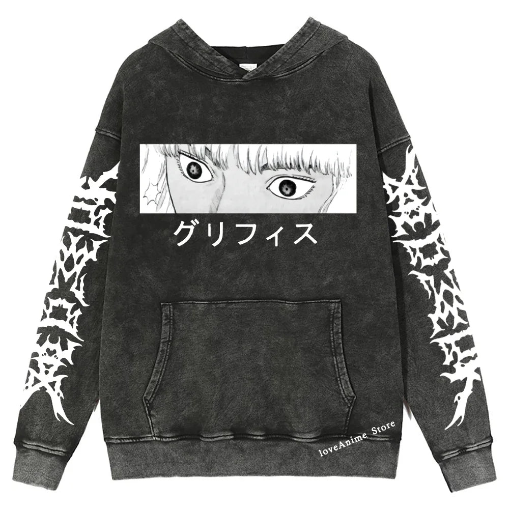 Men Hoodie Retro Hoodie Men Harajuku Sweatshirts Long Sleeves Hoodies Hip Hop Pullover Men's Anime Clothing Y2k Streetwear