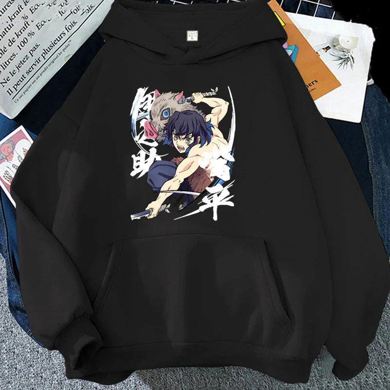 New Anime Hashibira Inosuke Printed Hoodies Women Men Sweatshirt Hooded Casual Tops Pullovers