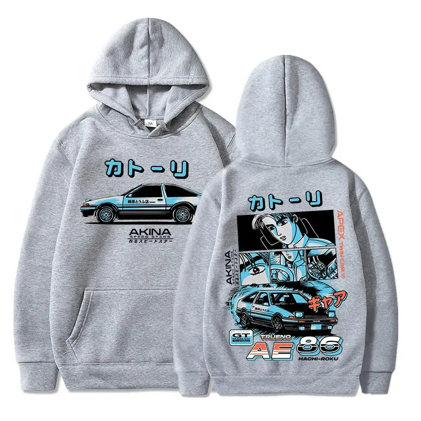 Initial D Manga Hachiroku Shift Drift Men's Hoodie Anime Takumi Fujiwara Tofu Shop Delivery AE86 Sweatshirt Streetwear Pullover