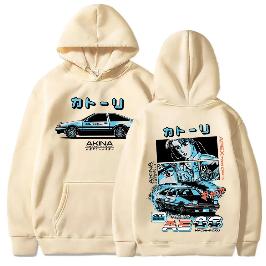 Initial D Manga Hachiroku Shift Drift Men's Hoodie Anime Takumi Fujiwara Tofu Shop Delivery AE86 Sweatshirt Streetwear Pullover