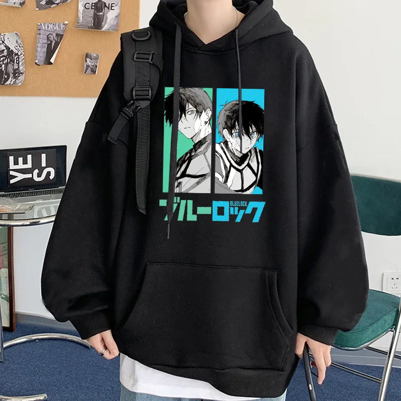 Anime Isagi Yoichi Rin Itoshi Printed Hoodie Men's Street Y2K Harajuku Cool Pullover Sweatshirt Top