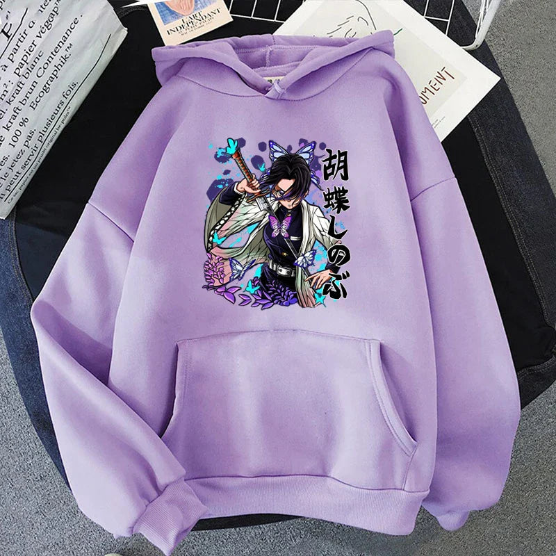 Anime Demon Slayer kochou Shinobu Hoodie - Casual Pullover Sweatshirt