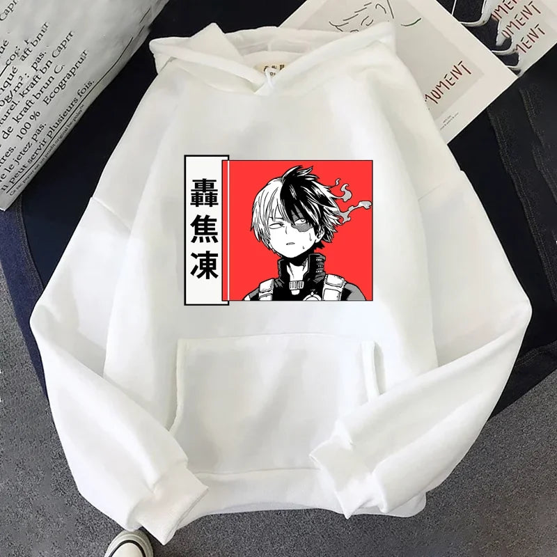 Men Versatile Harajuku Y2K Streetwear Hoodies Casual Long Sleeve Anime Print White Sweatshirt Autumn Vintage Pullover Unisex