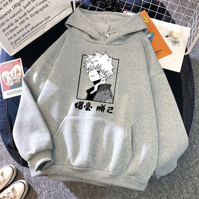 Women'S Winter Autumn Fashion Hooded Casual Anime Bakugou Katsuki Printed Long Sleeve Hoody Hoodies Sweatshirts Loose Pullover