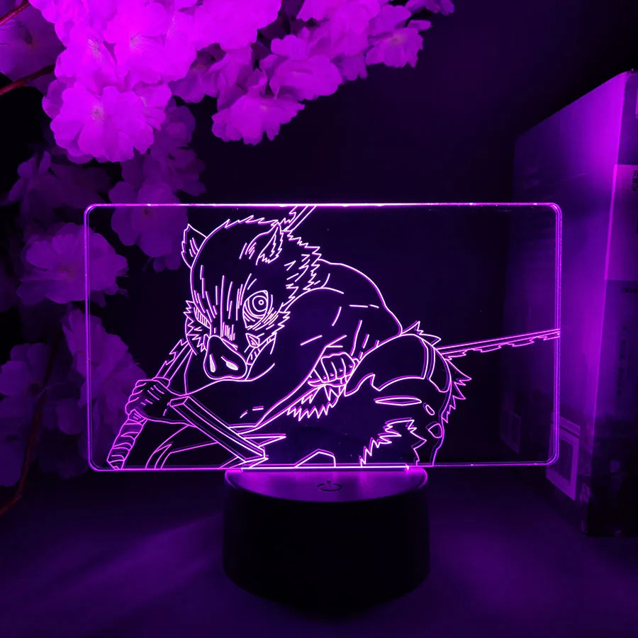 3d Anime Light Kimetsu No Yaiba Inosuke Hashibira Night Light Led Lamp Demon Slayer