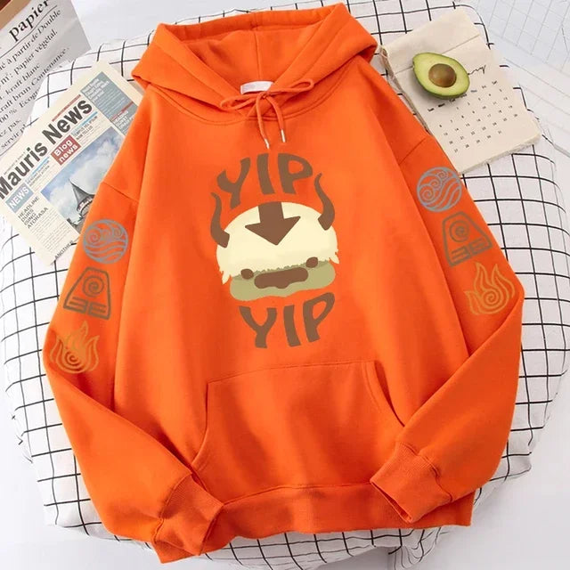 Avatar The Last Airbender Hoodie Men Women Appa YIP Letter Print Long Sleeve Autumn Anime Plus Size Sweatshirt Female Streetwear