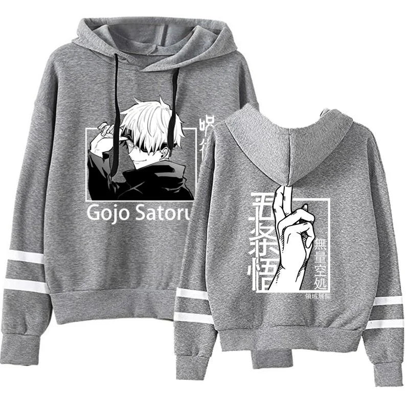 New Satoru Gojo Hoodies Unisex Fashion Anime Hooded Pullover Casual Personality Loose Long Sleeve Sweatshirt