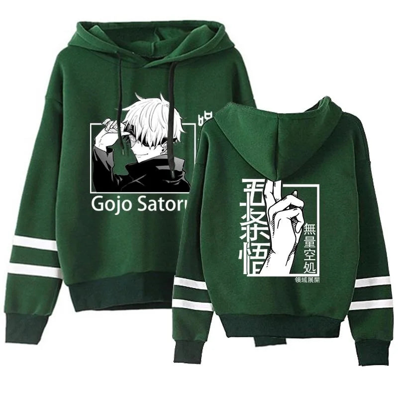 New Satoru Gojo Hoodies Unisex Fashion Anime Hooded Pullover Casual Personality Loose Long Sleeve Sweatshirt