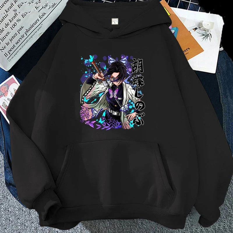 Anime Demon Slayer kochou Shinobu Hoodie - Casual Pullover Sweatshirt