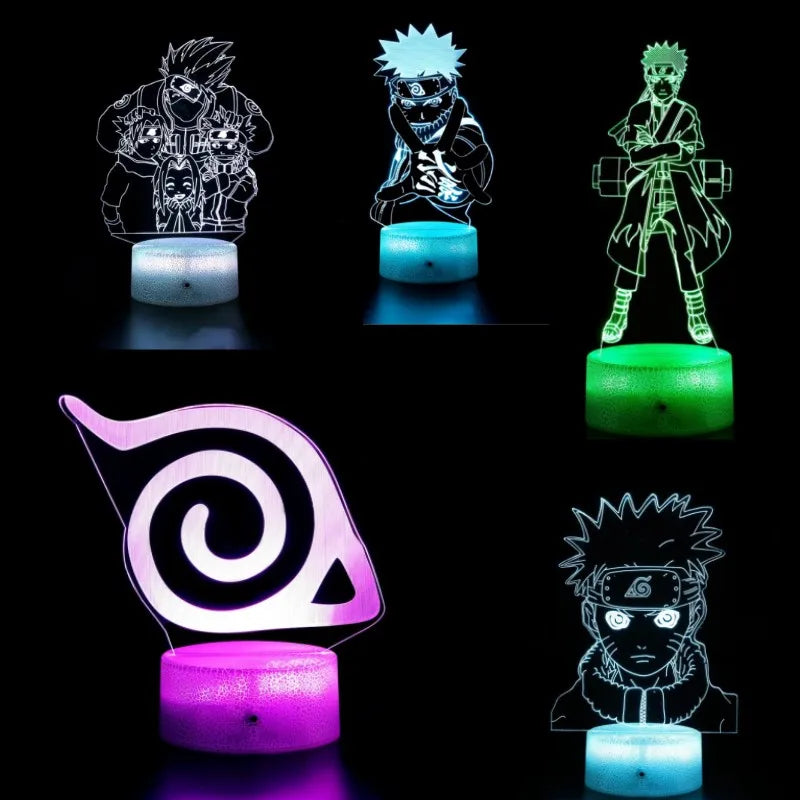 7 Colors Anime Naruto LED Night Light Toy Anime Akatsuki Uchiha Itachi Sasuke Colorful 3D Mini Table Lamp Toys Xmas Gift