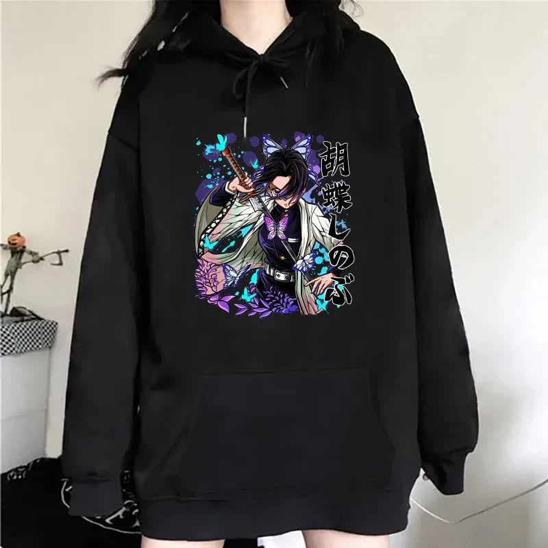 Anime Demon Slayer kochou Shinobu Hoodie - Casual Pullover Sweatshirt