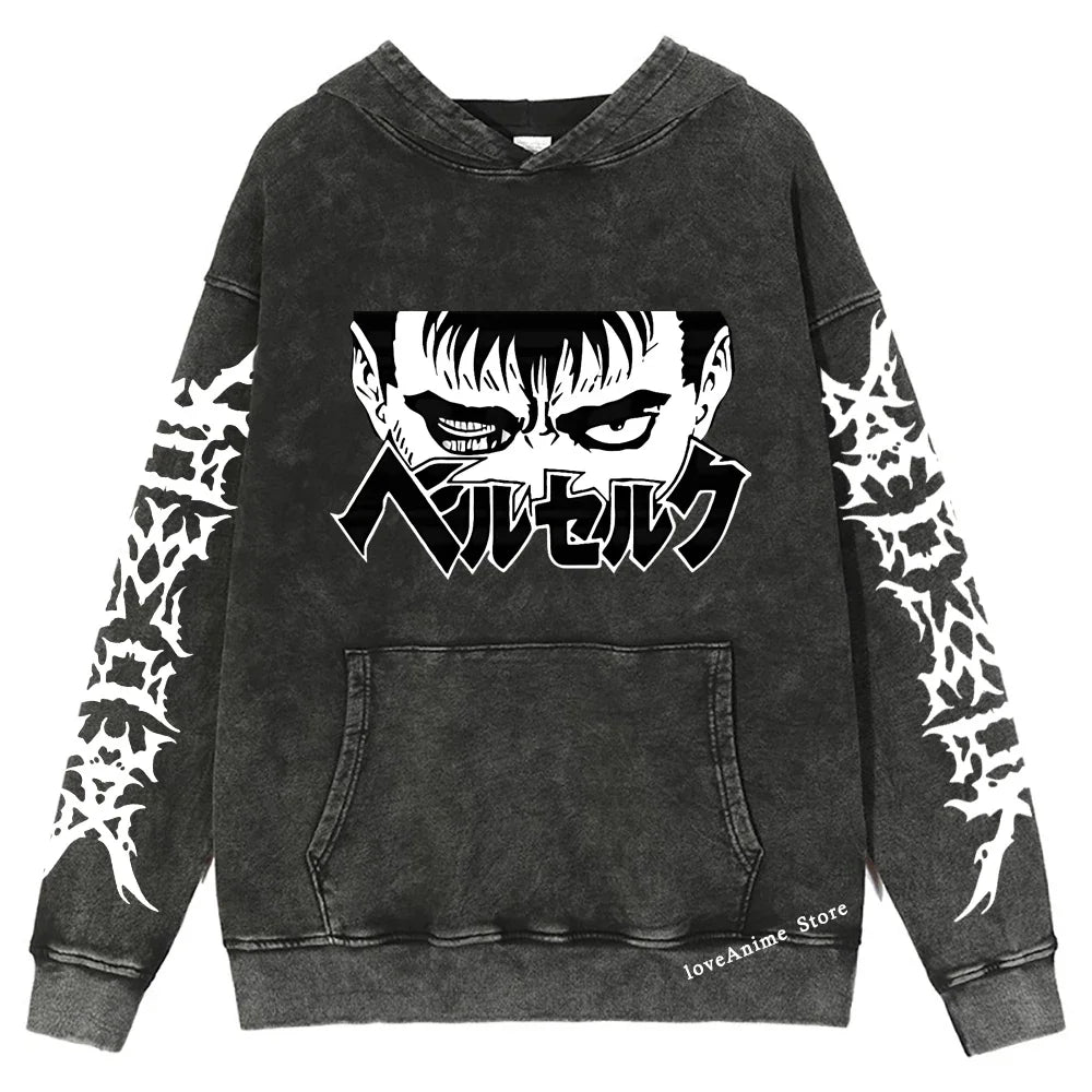 Men Hoodie Retro Hoodie Men Harajuku Sweatshirts Long Sleeves Hoodies Hip Hop Pullover Men's Anime Clothing Y2k Streetwear