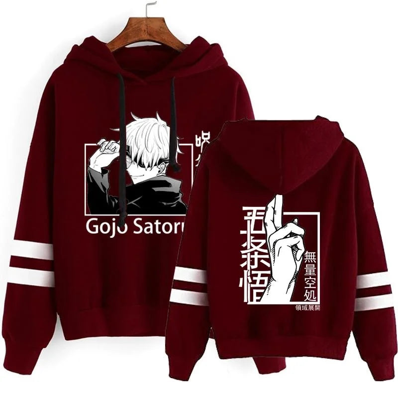 New Satoru Gojo Hoodies Unisex Fashion Anime Hooded Pullover Casual Personality Loose Long Sleeve Sweatshirt