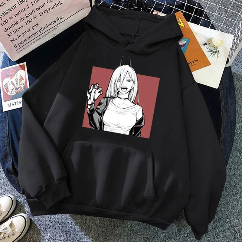 New Power Hoodie Unisex Fashion Anime Hooded Sweatshirt Long Sleeve Pullover