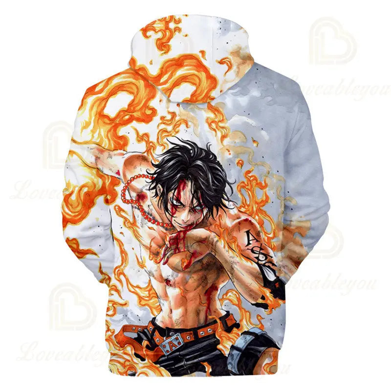 One Piece Anime Hoodie Monkey D. Luffy 6 To 19 Years Kids Sweatshirt 3D Hoodie Boys Girls Tops Children Clothes