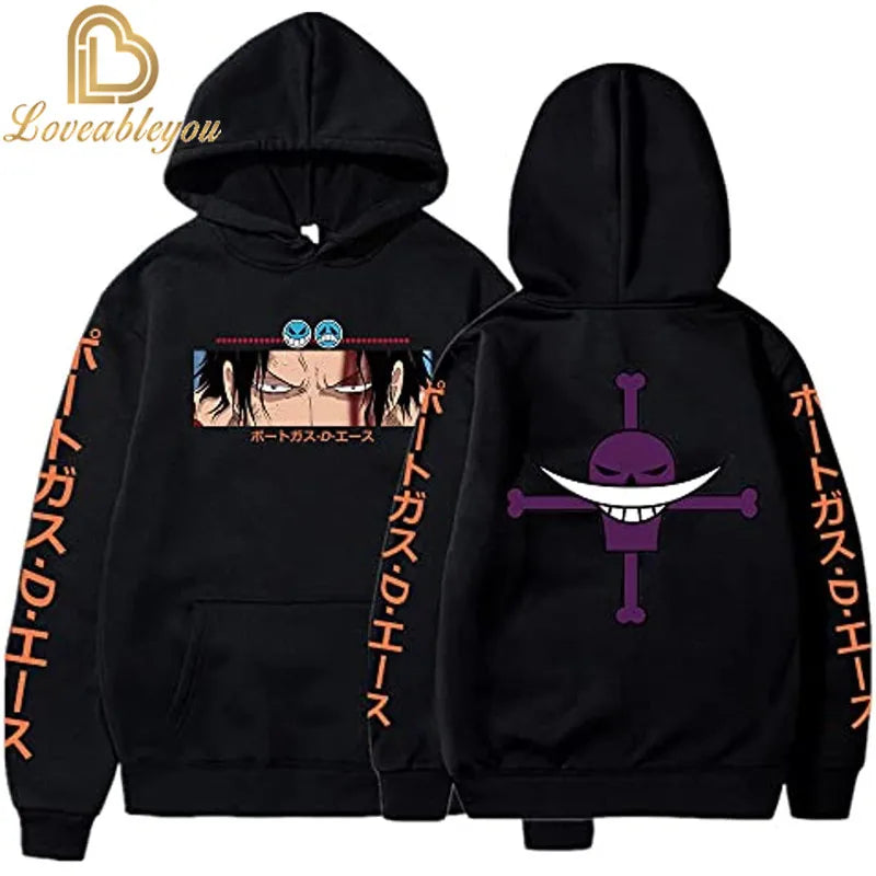 Anime One Piece Hoodies Luffy Casual Ace Law Zoro Luffy 2D Printed Streetwear Boys Sweatshirts Pullover Hooded Girls Costume