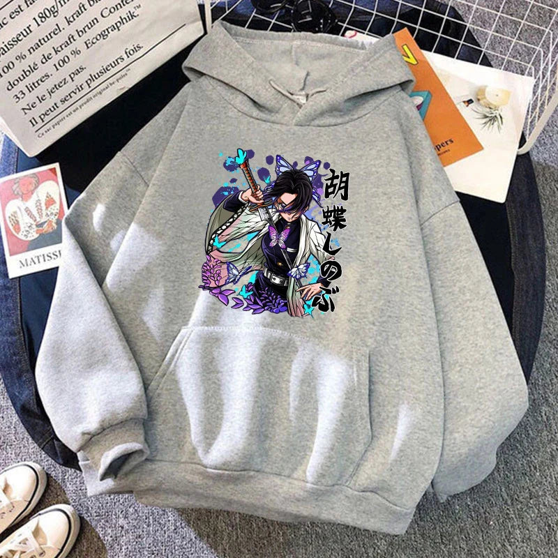 Anime Demon Slayer kochou Shinobu Hoodie - Casual Pullover Sweatshirt