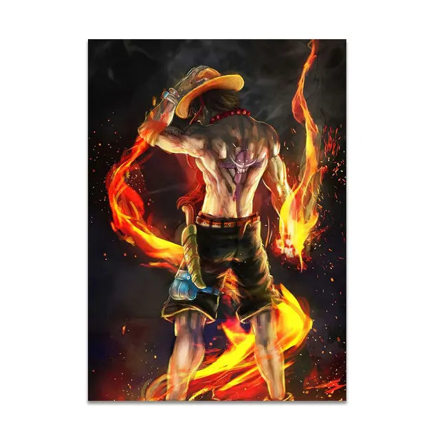 One Piece Luffy Ace Straw Hat Poster - Canvas Print, No Frame