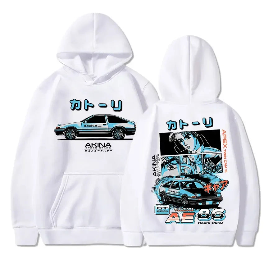 Initial D Manga Hachiroku Shift Drift Men's Hoodie Anime Takumi Fujiwara Tofu Shop Delivery AE86 Sweatshirt Streetwear Pullover