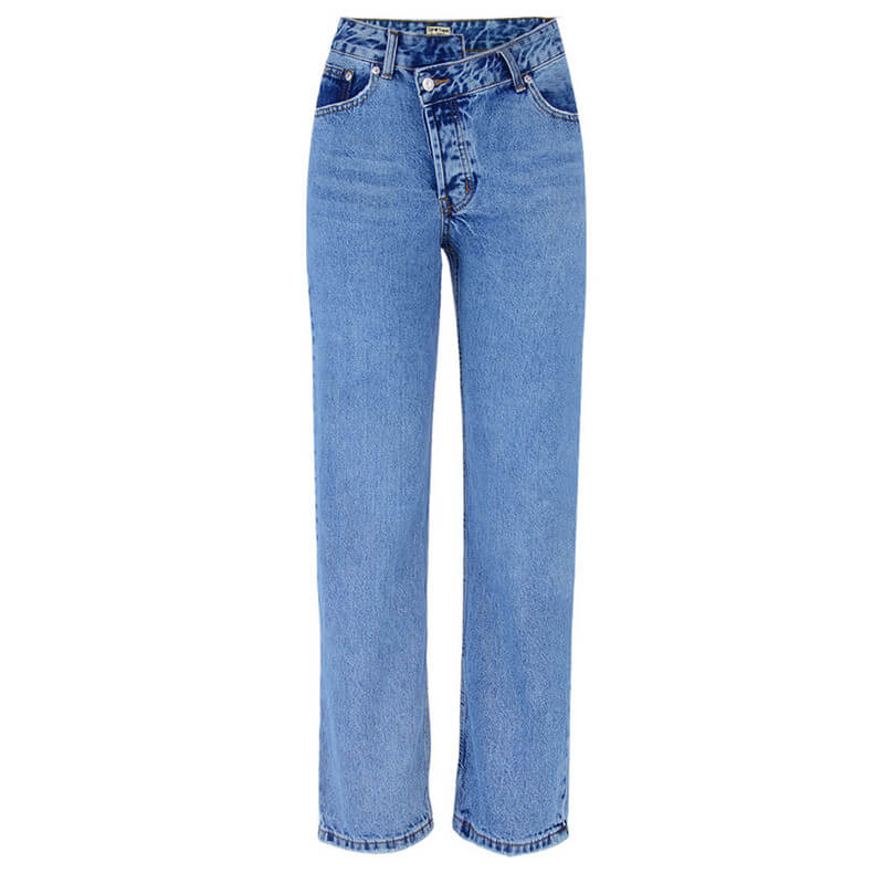 Women's Jeans Straight Pants High-low irregularity Waisted Bell-bottom