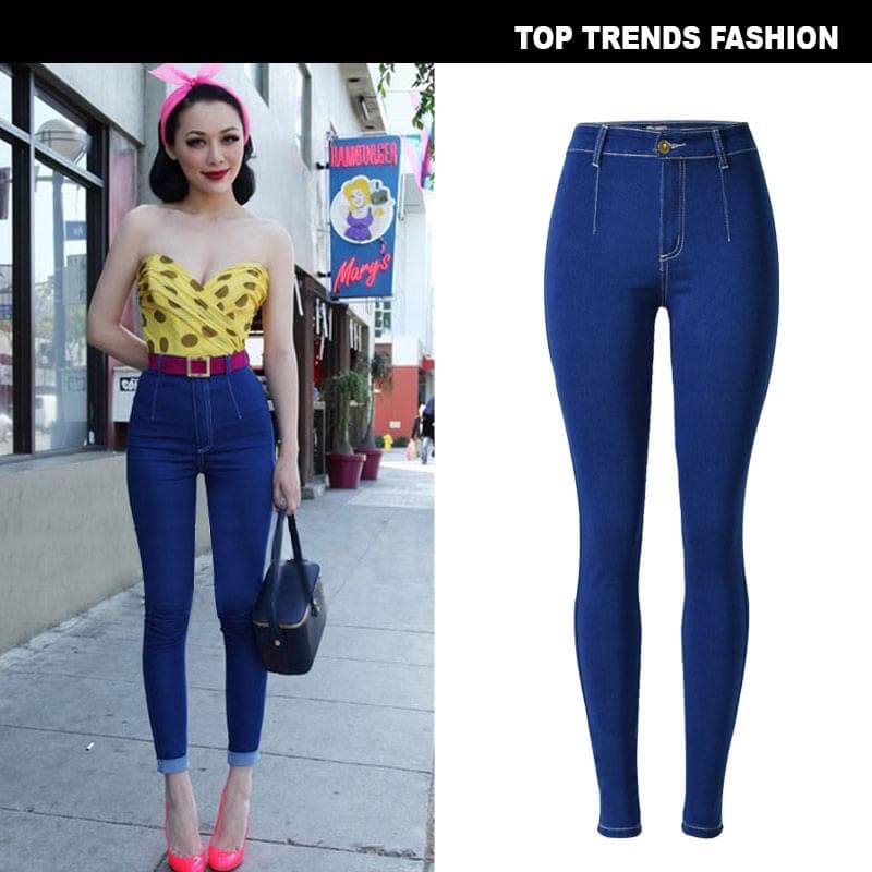 Women's Jeans Elasticity Slim High Waist Pencil Pants For Women