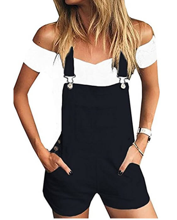 Women's Denim Shorts Jean Romper Workout Jumpsuit Shortalls