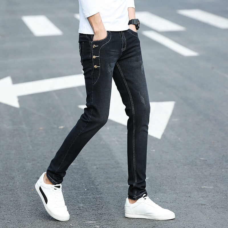 Younger-Looking Fashionable Men's Jeans Comfy Skinny Pencil Pants