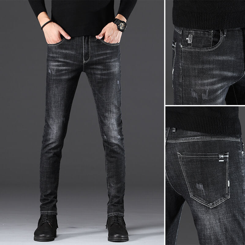 Younger-Looking Pencil Pants Mid Waisted Jeans Men's Jeans