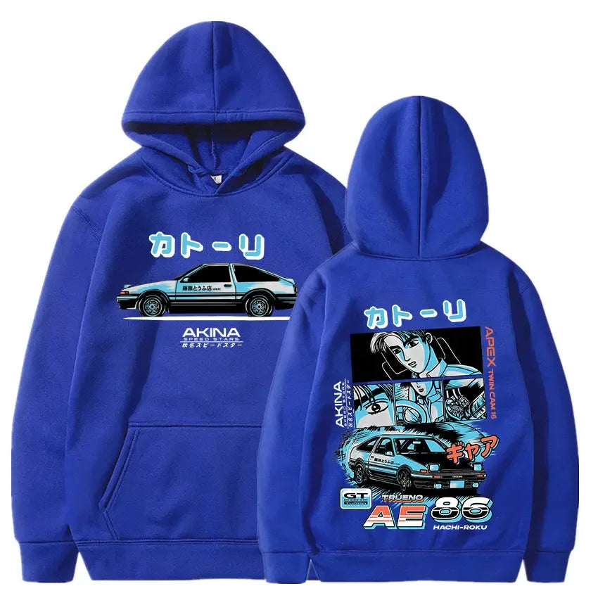 Initial D Manga Hachiroku Shift Drift Men's Hoodie Anime Takumi Fujiwara Tofu Shop Delivery AE86 Sweatshirt Streetwear Pullover