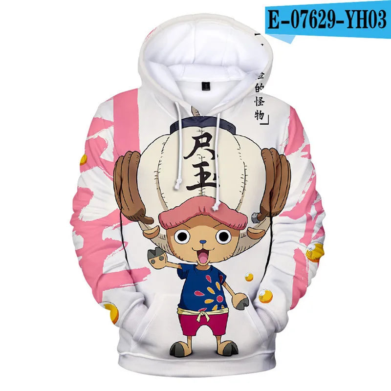 One Piece Anime Hoodie Monkey D. Luffy 6 To 19 Years Kids Sweatshirt 3D Hoodie Boys Girls Tops Children Clothes