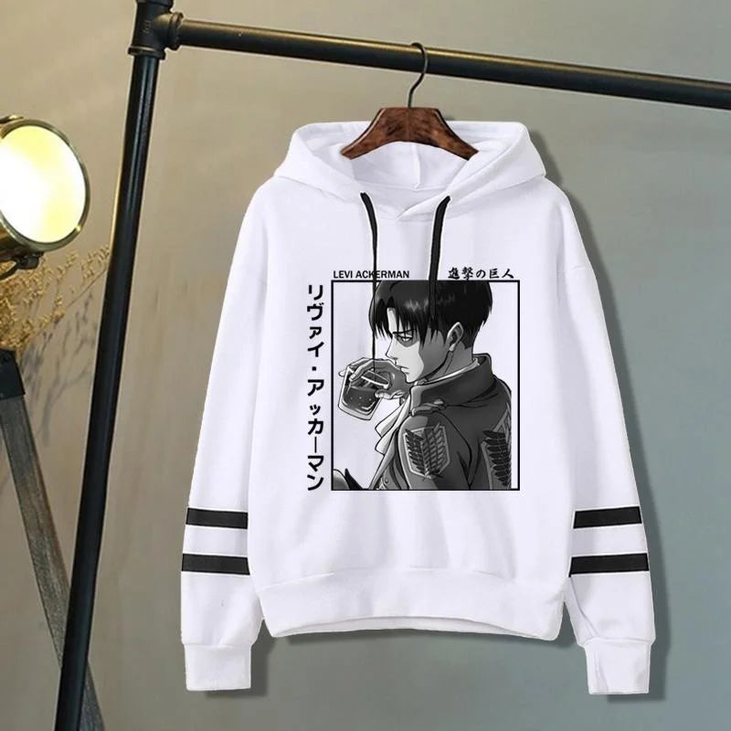 New Anime Levi Ackerman Hoodies Men Women Fashion Personality Long Sleeve Sweatshirt Casual Outdoor Hip Hop Loose Hoodie