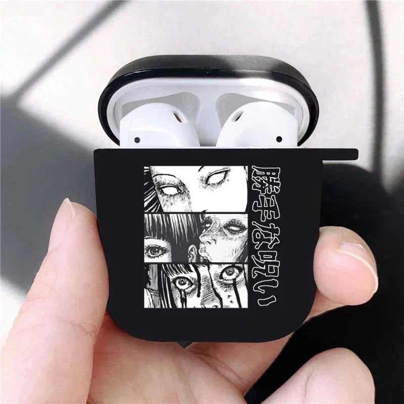 Junji Ito Collection Tees Horror Soft silicone TPU Case For AirPods Pro 1 2 3 luxury Black Wireless Bluetooth Earphone Box Cover