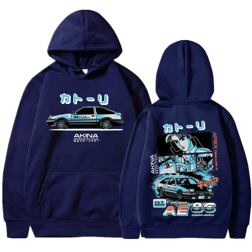 Initial D Manga Hachiroku Shift Drift Men's Hoodie Anime Takumi Fujiwara Tofu Shop Delivery AE86 Sweatshirt Streetwear Pullover